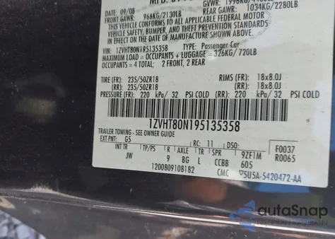 2009 Ford Mustang V6/V6 Premium from USA, damaged, VIN 1ZVHT80N195135358